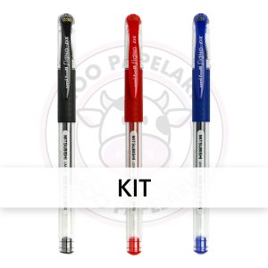 Kit Caneta Gel Signo DX 0.38mm Uni-Ball – Pt, Az, Vm – Kit 3 UN
