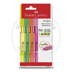 Marca-Texto Grifpen Faber-Castell – Neon – Blister 4 UN