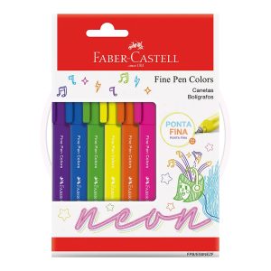 Caneta Hidrográfica Fine Pen 0.4mm Neon Faber-Castell – Blister 6 UN