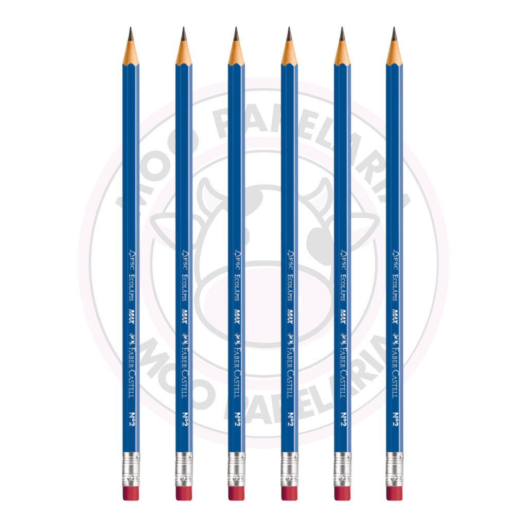 Lápis Grafite Max Azul Sextavado HB com Borracha Faber-Castell – Blister 6 UN - Image 3