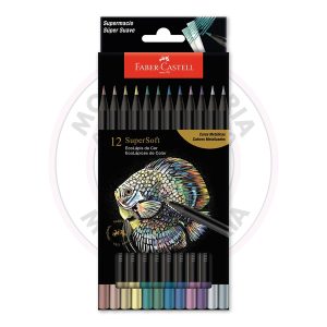 Lápis de Cor SuperSoft Faber-Castell – 12 Cores – Metálicas – Estojo 12 UN