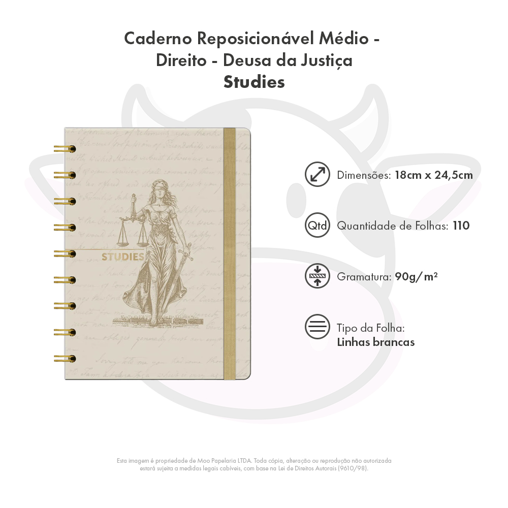 Caderno Reposicionável Médio Studies – Direito – Deusa da Justiça – 1 UN - Image 6