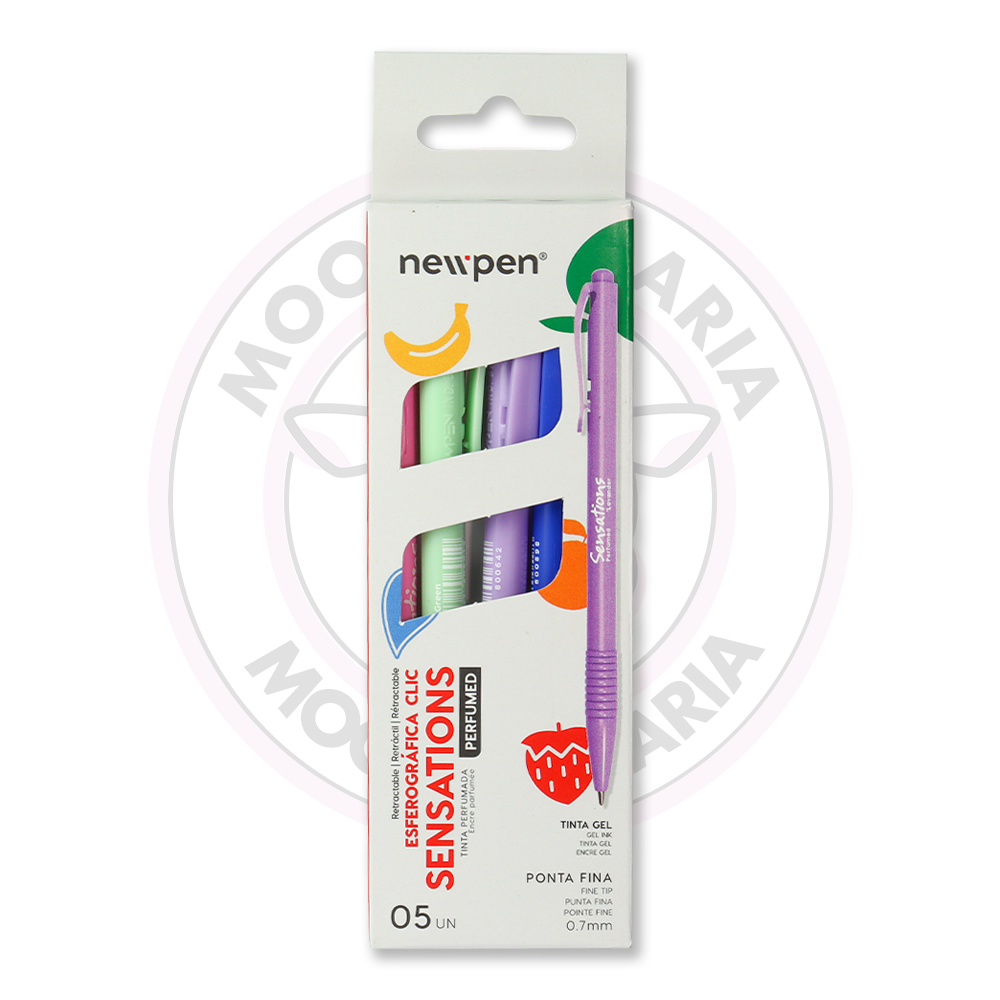 Caneta Esferográfica Sensations Perfumada 0.7mm Newpen – Blister 5 UN