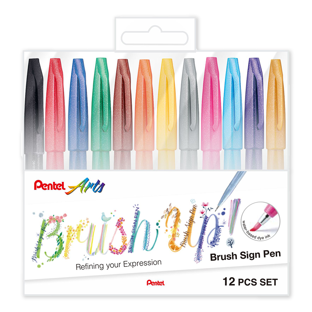 Caneta Brush Sign Pen Pentel – Tradicionais – Blister 12 UN
