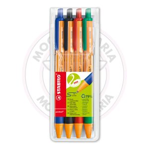 Caneta Esferográfica Retrátil Pointball 0.5mm Stabilo – Estojo 4 UN