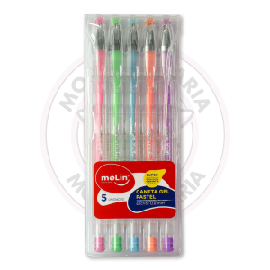 Caneta Gel Pastel 0.8mm MoLin – Blister 5 UN