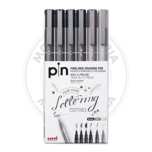 Caneta Técnica Uni Pin Fine Line uni-ball – Lettering – Estojo 6 UN