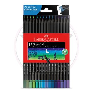 EcoLápis de Cor SuperSoft Cores Frias Faber-Castell – Blister 15 UN