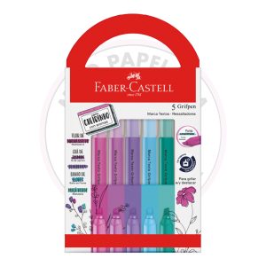 Marca-Texto Grifpen com Cheirinho Faber-Castell – Relaxa e Reequilibra – Blister 5 UN