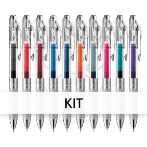 Kit Caneta Gel Retrátil EnerGel Infree 0.5mm Pentel – Kit 10 UN