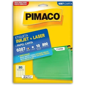 Etiqueta Laser 6087 12,7×44,45 10 folhas Pimaco