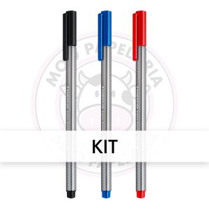 Kit Caneta Hidrográfica Triplus Fineliner 0.3mm Staedtler – Pt, Az, Vm – Kit 3 UN