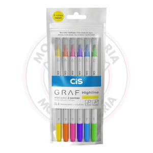 Marcador Artístico Ponta Dupla GRAF Highline CiS – Neon – Estojo 6 UN