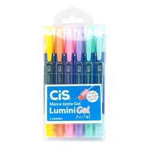 Marca-Texto Lumini Gel Pastel CiS – Estojo 6 UN