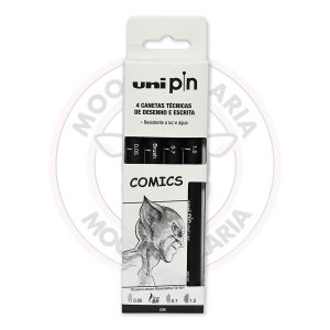 Caneta Técnica Uni Pin Fine Line uni-ball – Comics – Estojo 4 UN
